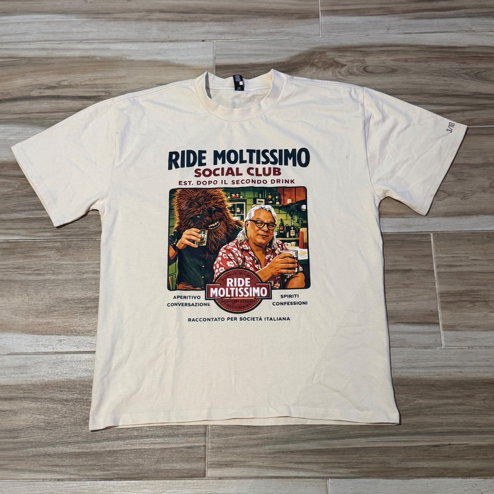 AS Colour Ride Moltissimo Social Club Graphic Tee Cream Heavy Cotton Large
